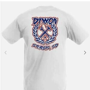 Dixxon Flannel Co White Sturgis USA Sketchy Crest Blue Red, New in Package LARGE